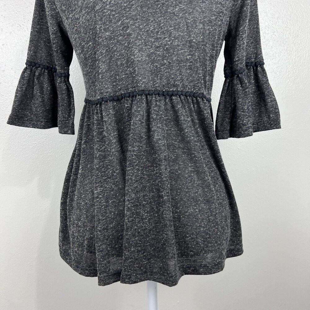 eShakti Blouse Women 0 Grey Short Sleeve Peplum Relaxed Fit Boho Casual Top - Picture 11 of 12